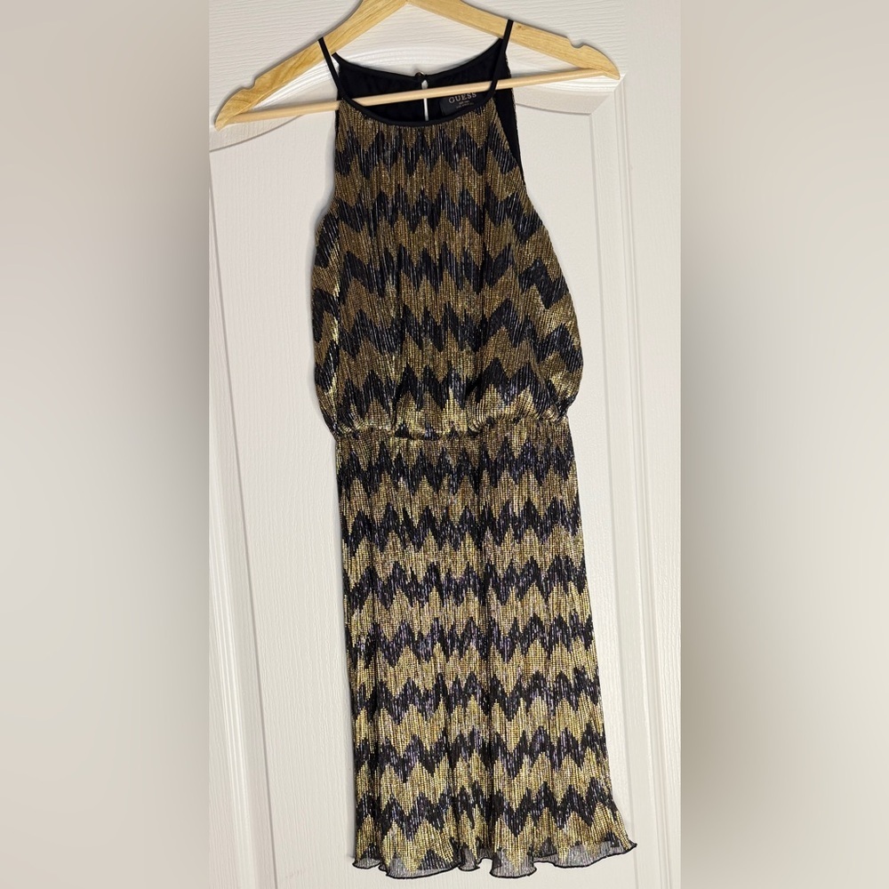 Guess Black and Gold Mini Dress, Size 2